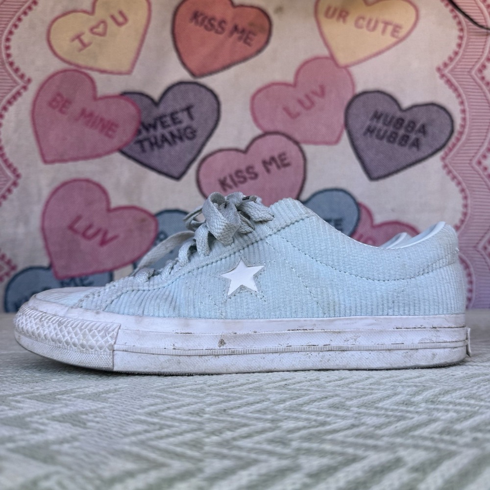 Size M8.5/W10 - Converse One Star Pro Baby Blue Corduroy Shoes Mens